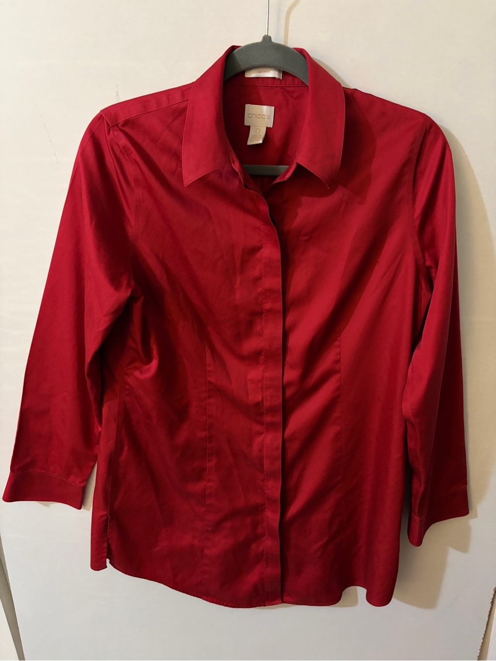 Chicos Cranberry Red Button-Up Shirt - Classic Collar